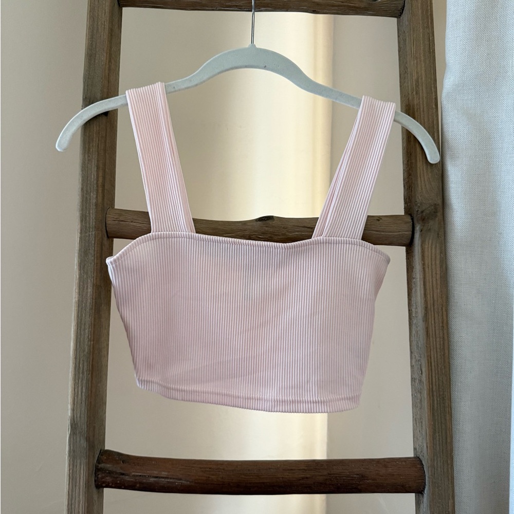 Pink Ribbed Crop Top